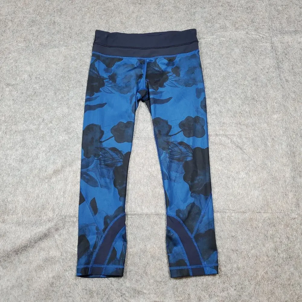 Lululemon Leggings Womens 4 Cropped Inspire Floral Blue 21